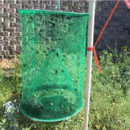 Reusable Fly Trap with Mesh Funnel and Natural Bait Pot for Barns