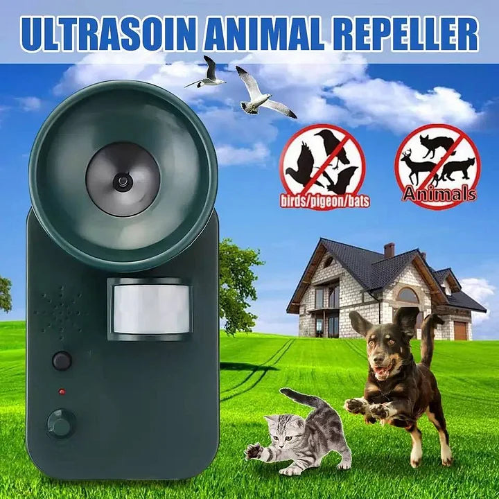 Ultrasonic Animal Repeller with Motion Sensor and Adjustable Frequency, 5000ft Coverage