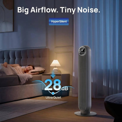 Quiet Tower Fan with 8 Speed Settings and 90 Degree Oscillation for Home and Office