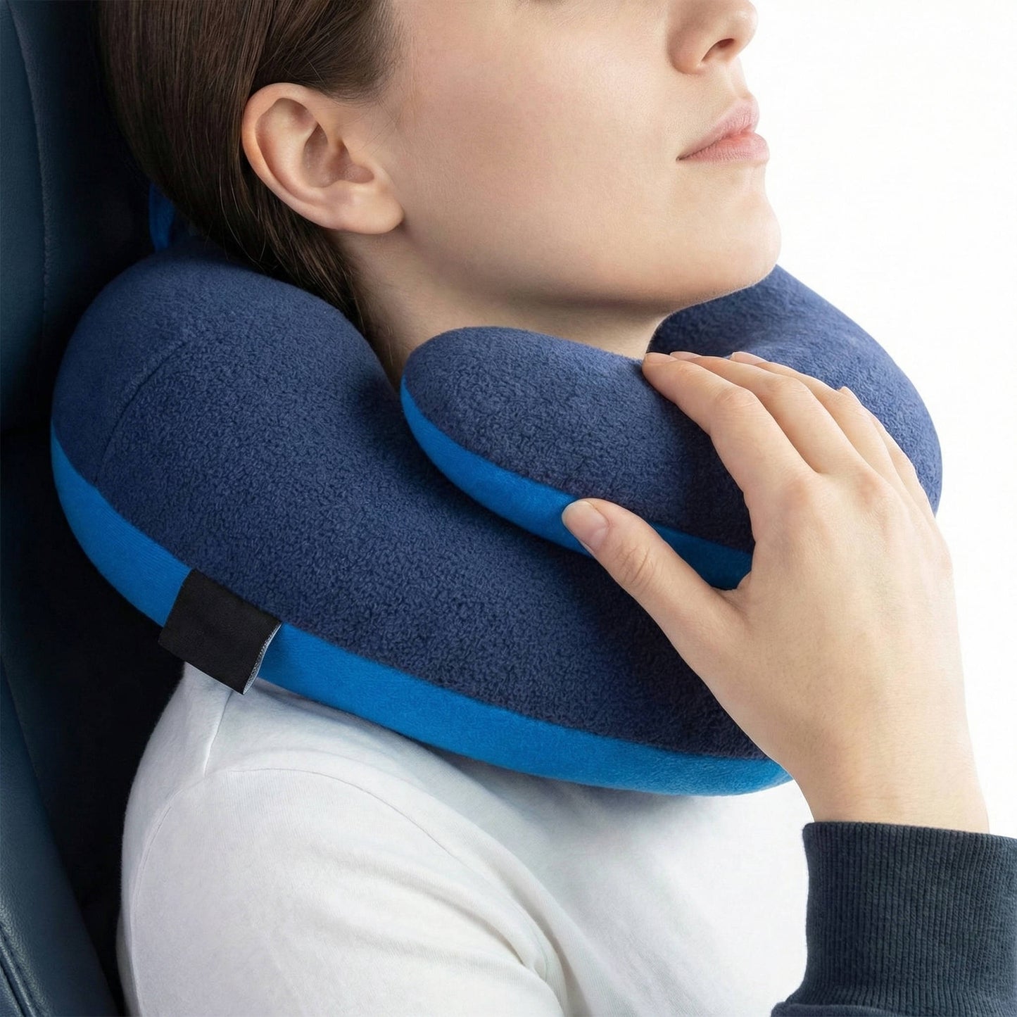 Adjustable Neck Pillow with Dual Fabric Shell and Three-Position Arms, Machine Washable