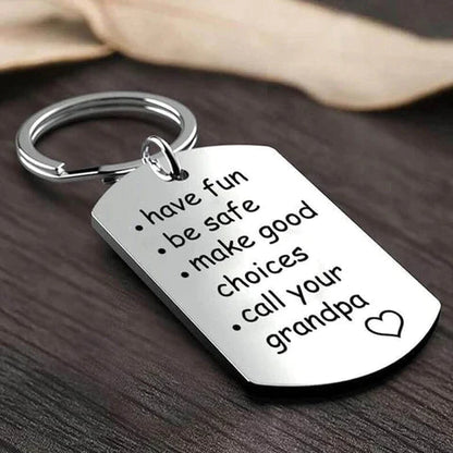 Stainless Steel Engraved Keychain with Reminder Message and Universal Attachment