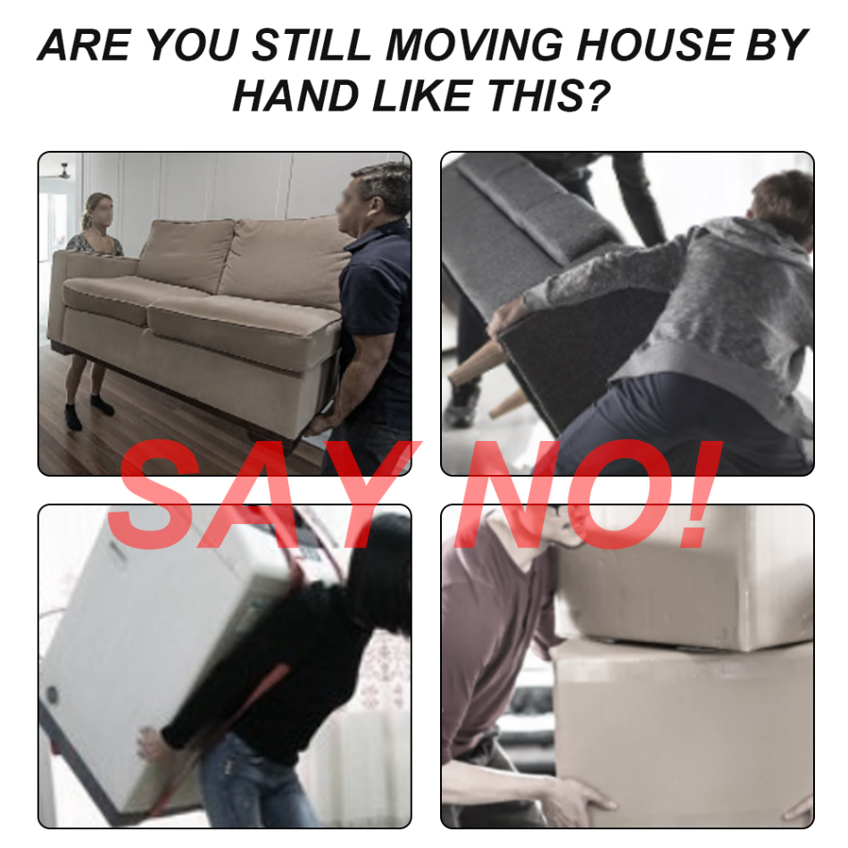 Heavy Furniture Roller and Lifter Set with 360-Degree Pads and Manual Bar