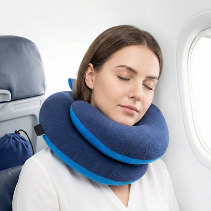 Adjustable Neck Pillow with Dual Fabric Shell and Three-Position Arms, Machine Washable