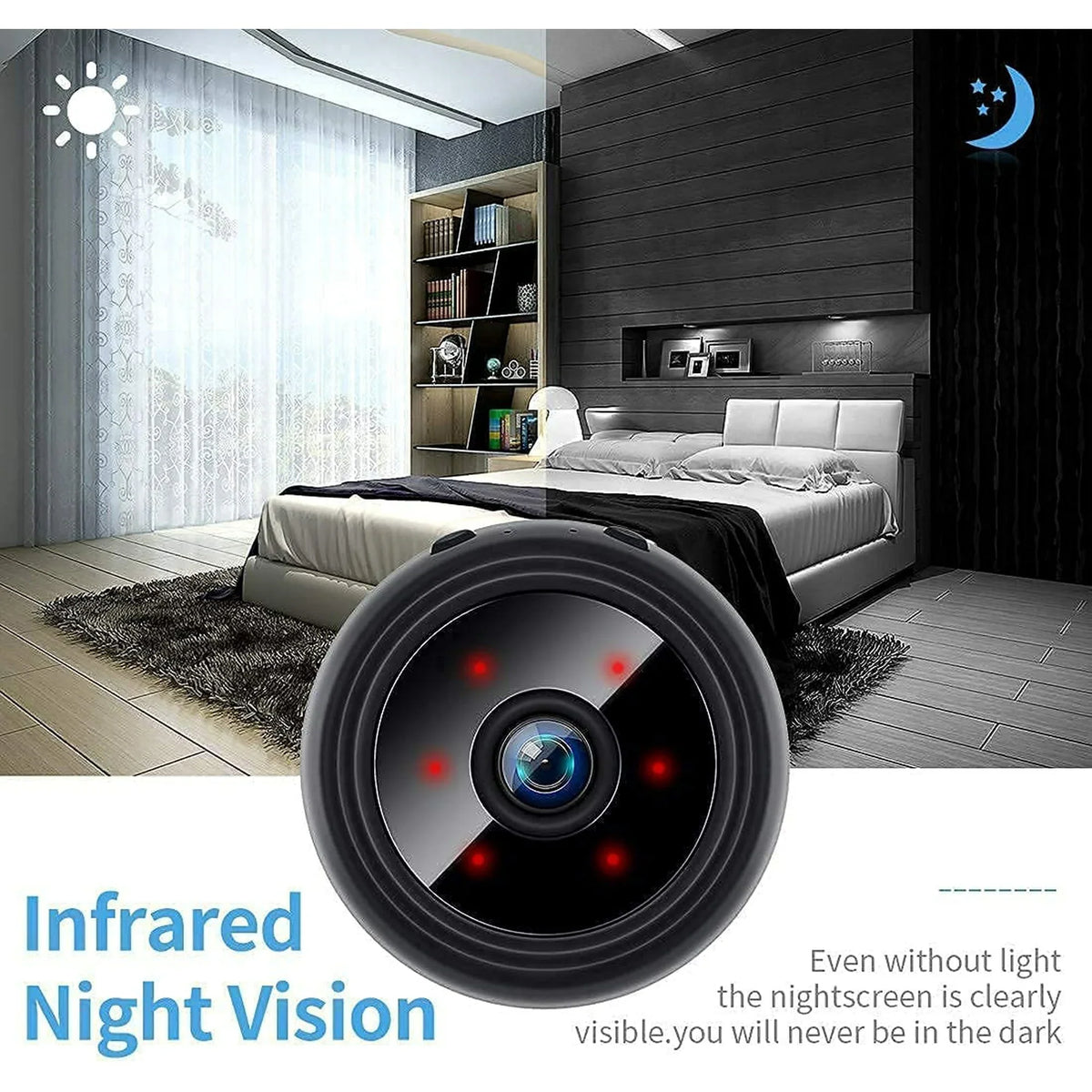 Portable 1080p HD Camera with Night Vision and Motion Detection Alerts