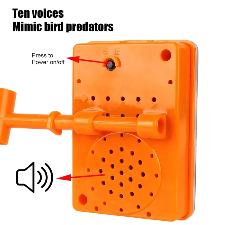 Solar Bird Repeller with Rotating Mirror Panels and Predator Sounds, Telescopic Pole