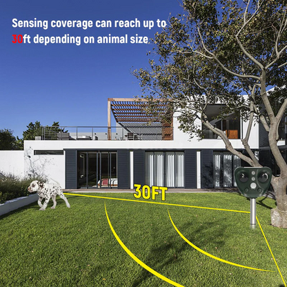 Ultrasonic Bird Repeller with Solar Charging and LED Flashes, 110 Degree Coverage