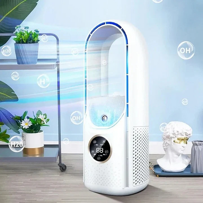 Bladeless Air Cooler with Refillable Cooling Pads and Adjustable Fan Speed
