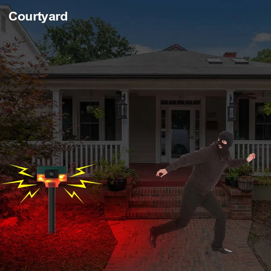 Solar Animal Repeller with Motion Sensor and LED Flash, 26ft Coverage