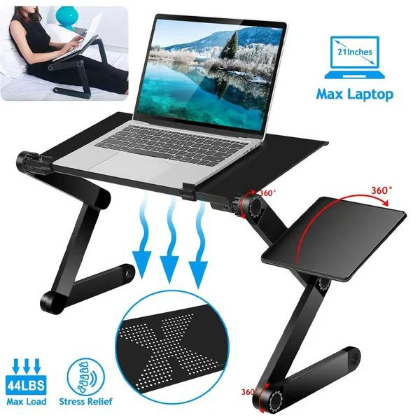 Adjustable Laptop Stand with 360 Degree Leg Rotation and Detachable Mouse Plate