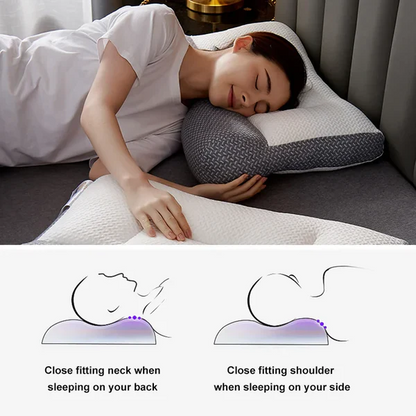 Contoured Neck Pillow with Multi-Zone Design and Ear Cutouts, Machine Washable