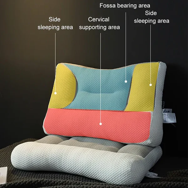 Contoured Neck Pillow with Multi-Zone Design and Ear Cutouts, Machine Washable