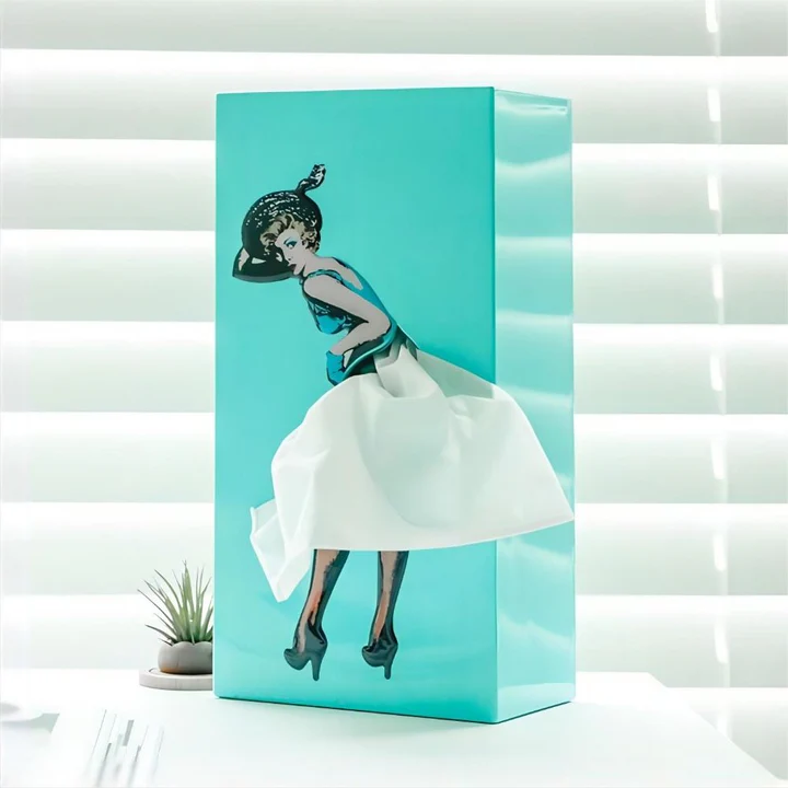 Ballerina Tissue Dispenser with Flowing Skirt Design and Easy Refill