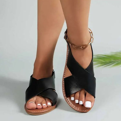 Women's Open Toe Sandals with Cushioned Footbed and Adjustable Hook Loop Closure