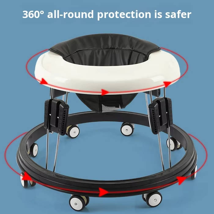 Baby Walker with Anti Rollover Base and Nine Height Adjustments for 6-18 Months