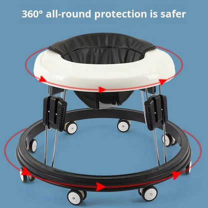 Baby Walker with Anti Rollover Base and Nine Height Adjustments for 6-18 Months