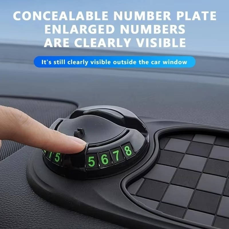 Dashboard Car Phone Mount with Telescopic Spring Grip and Storage Compartments