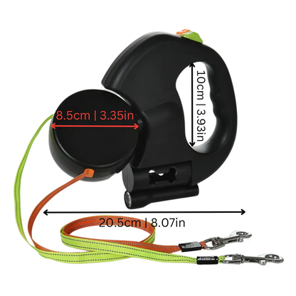 Dual Retractable Dog Leash with 360° Swivel and Built-In LED Light