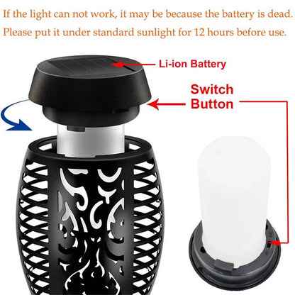 Solar Tiki Torch Lights with Flickering Flame Effect and Auto Sensor, 12 Pack