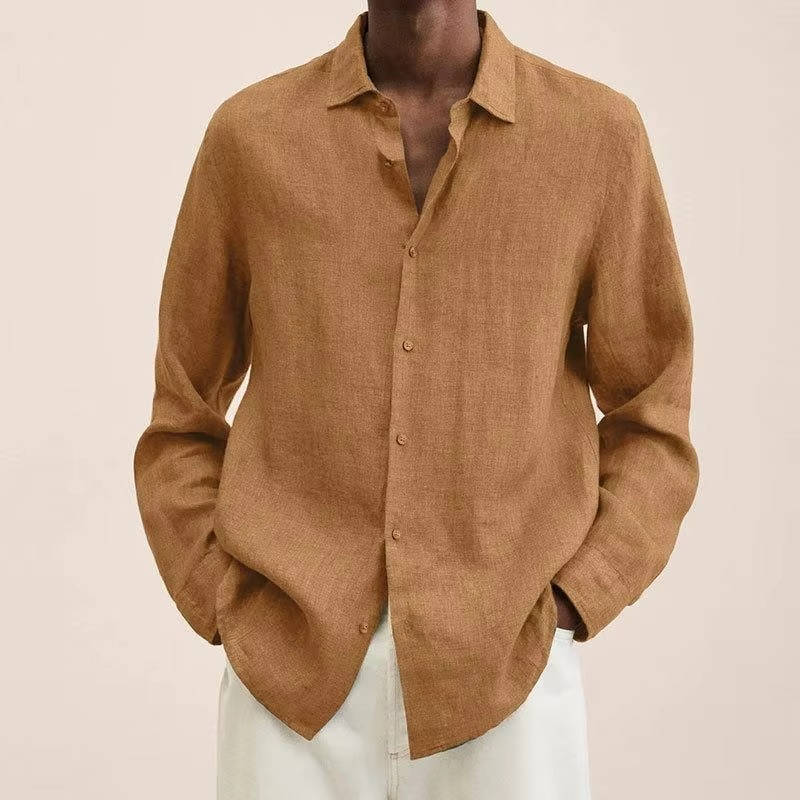 Men's Long Sleeve Linen Shirt for Everyday Wear