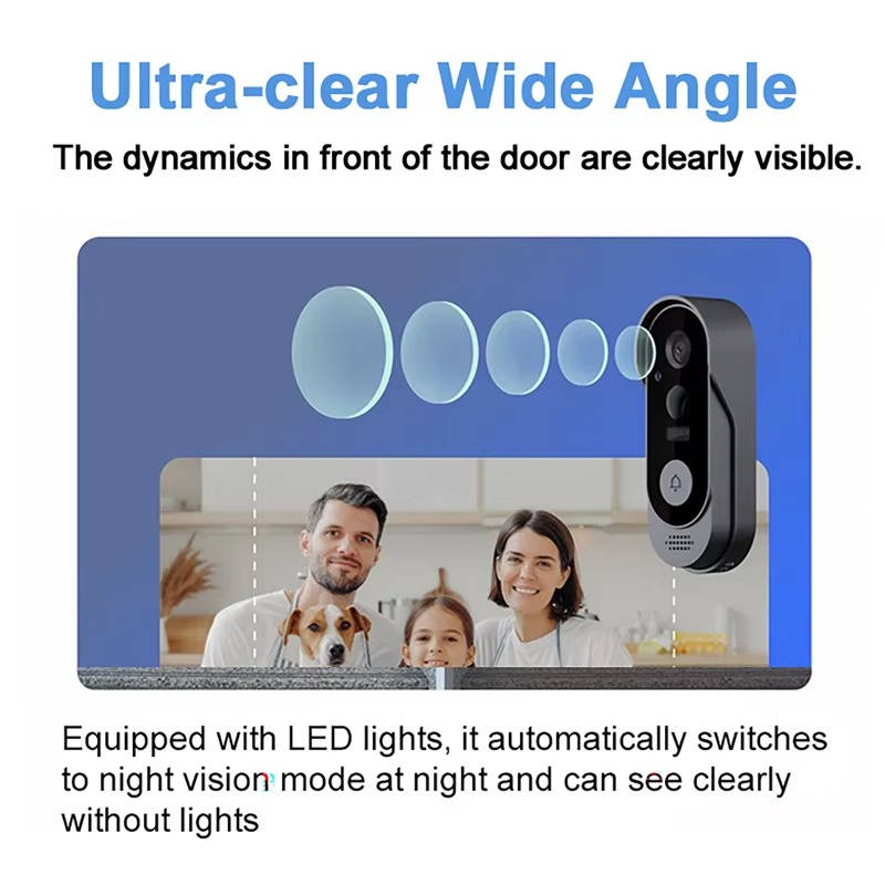 Wireless Video Doorbell with Motion Detection and Night Vision, Two Way Audio