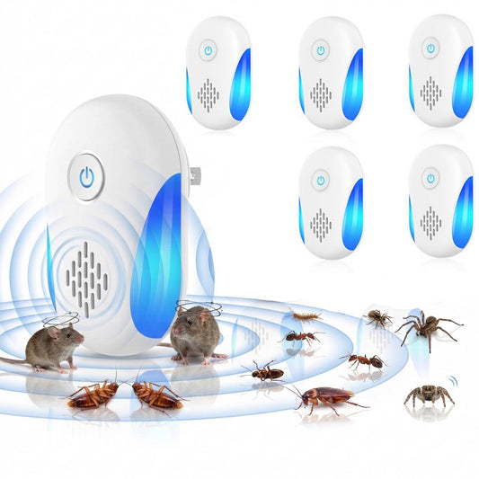 Ultrasonic Rodent and Pest Repeller with Dual Frequency Modes and Nightlight, 6-Pack