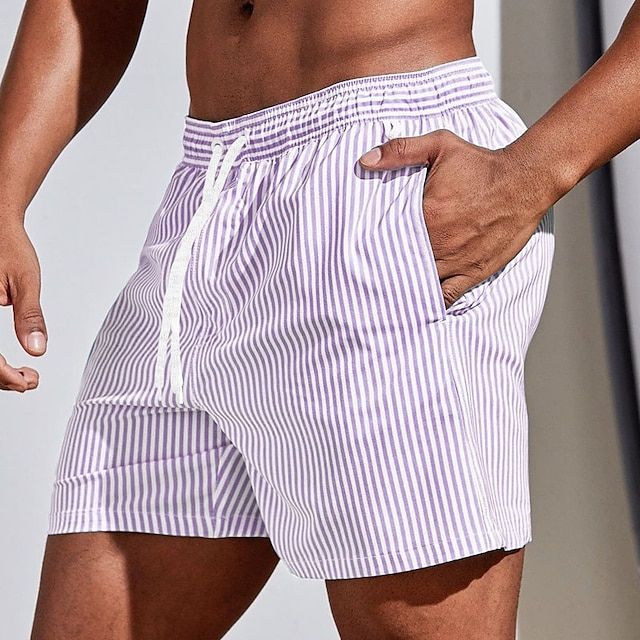 Men's Swim Trunks with Adjustable Drawstring and Relaxed Fit