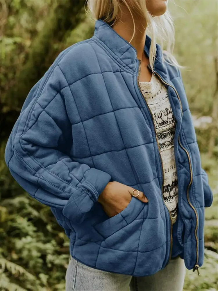 Oversized Bomber Jacket for Women with Relaxed Fit and Hip Coverage