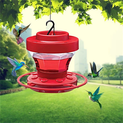 Red Hummingbird Feeder with 8 Ports and Bee Blocking, 16oz Capacity