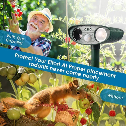 Solar Powered Ultrasonic Animal Repeller with Motion Sensor and Flashing Light, 4-Pack