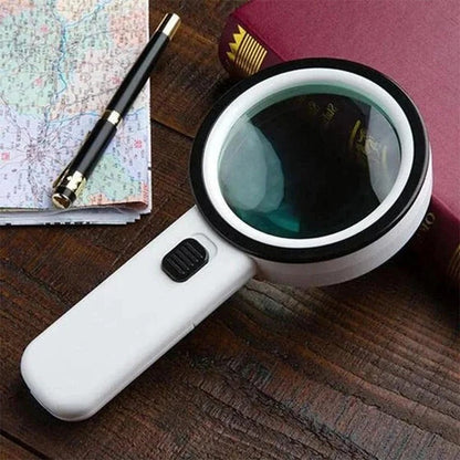 Handheld Magnifier with 30X Magnification and Dual LED Lights