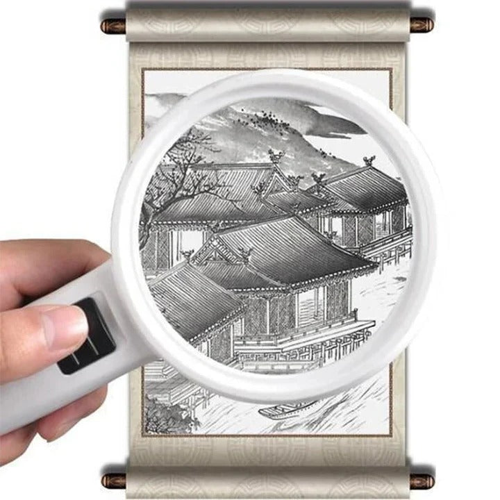 Handheld Magnifier with 30X Magnification and Dual LED Lights