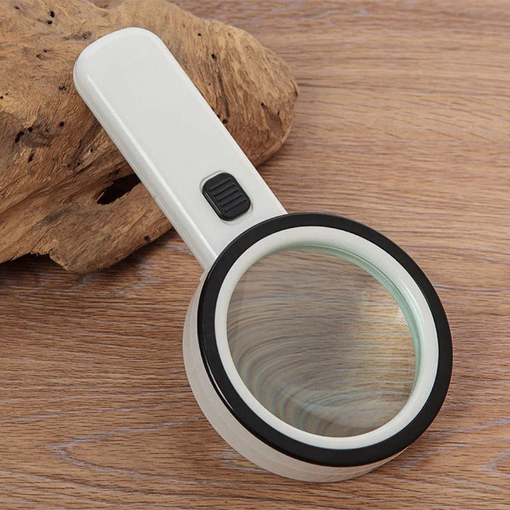 Handheld Magnifier with 30X Magnification and Dual LED Lights