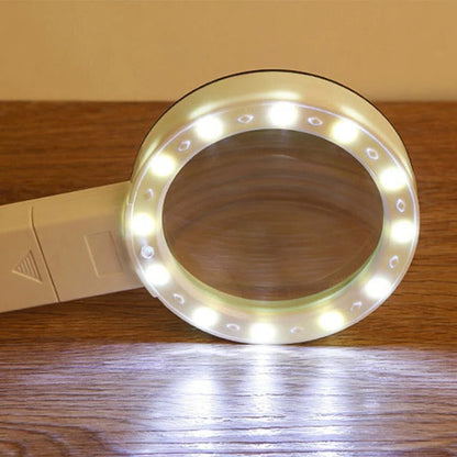 Handheld Magnifier with 30X Magnification and Dual LED Lights