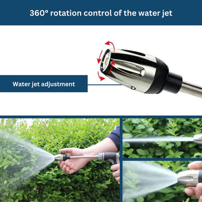 High Pressure Garden Hose Attachment with Dual Rotating Nozzle and Adjustable Spray