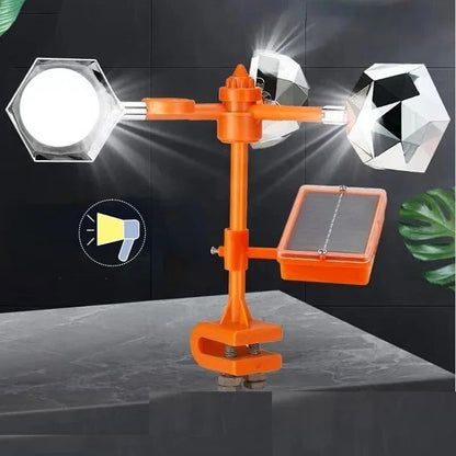 Solar Bird Repeller with Rotating Mirror Panels and Predator Sounds, Telescopic Pole