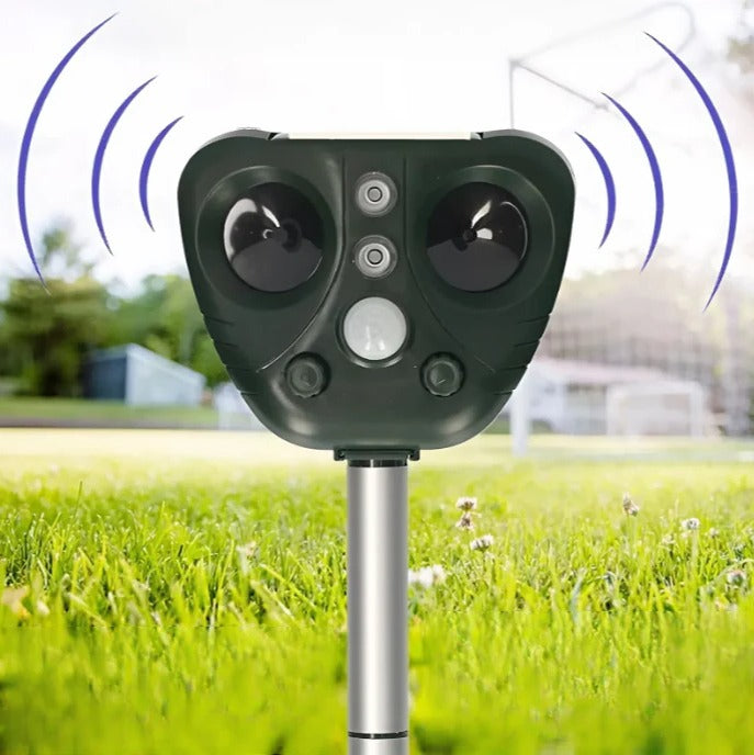 Ultrasonic Bird Repeller with Solar Charging and LED Flashes, 110 Degree Coverage