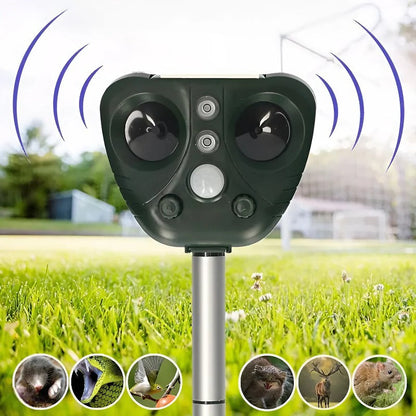Ultrasonic Bird Repeller with Solar Charging and LED Flashes, 110 Degree Coverage