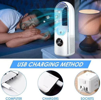 Bladeless Air Cooler with Refillable Cooling Pads and Adjustable Fan Speed