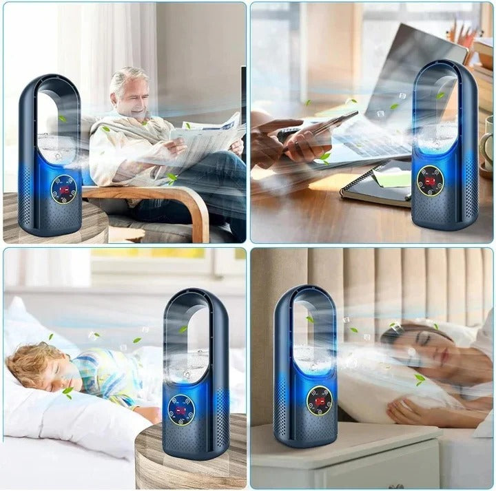 Bladeless Air Cooler with Refillable Cooling Pads and Adjustable Fan Speed