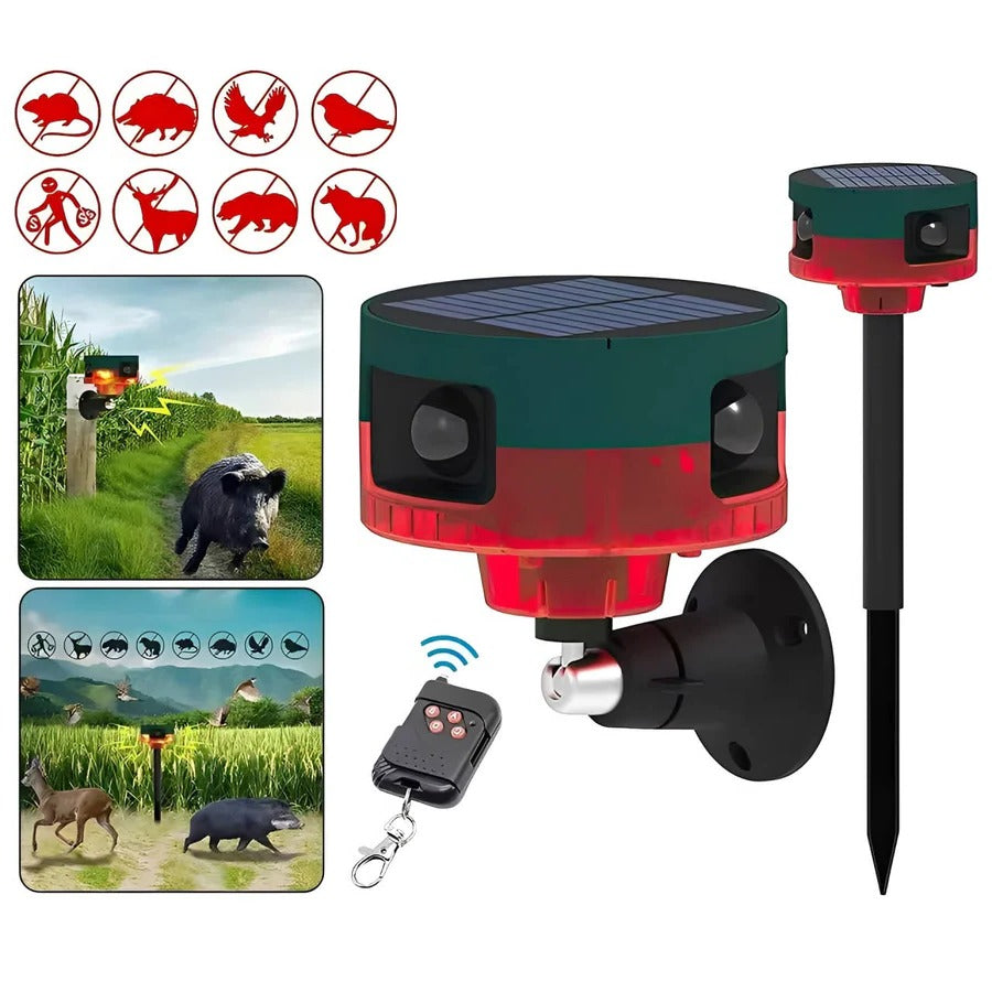 Solar Animal Repeller with Motion Sensor and LED Flash, 26ft Coverage