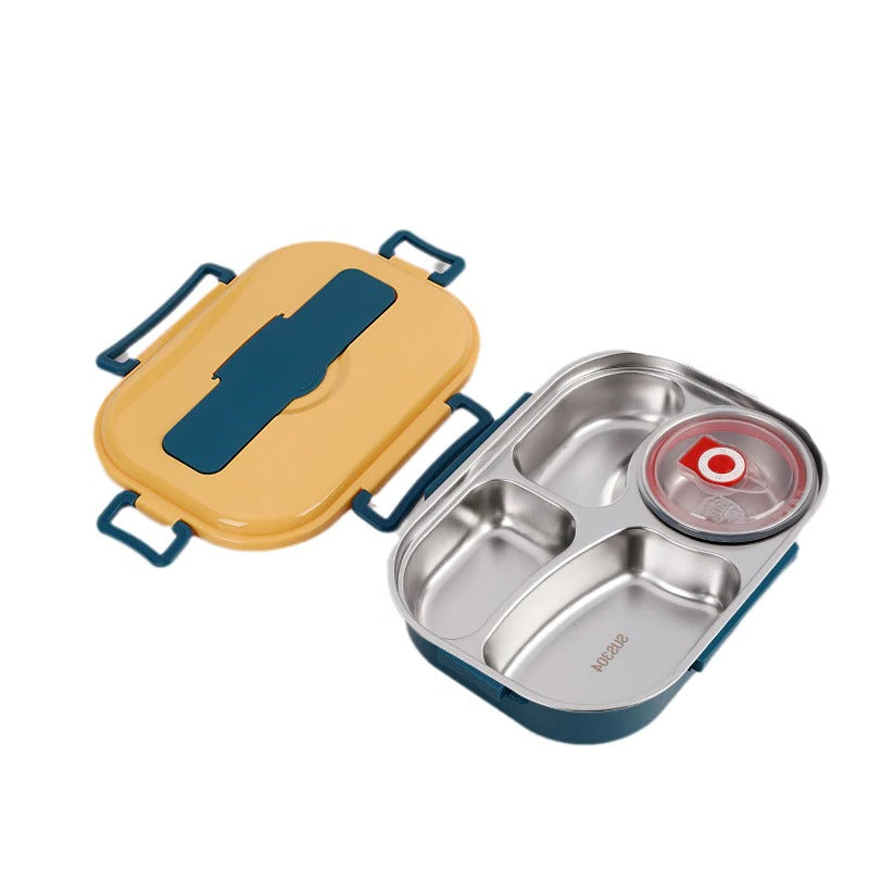 Stainless Steel Bento Box with Snap Lock System and Soup Bowl