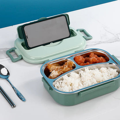 Stainless Steel Bento Box with Snap Lock System and Soup Bowl
