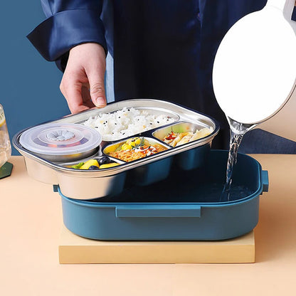 Stainless Steel Bento Box with Snap Lock System and Soup Bowl