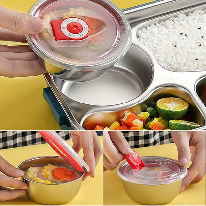 Stainless Steel Bento Box with Snap Lock System and Soup Bowl
