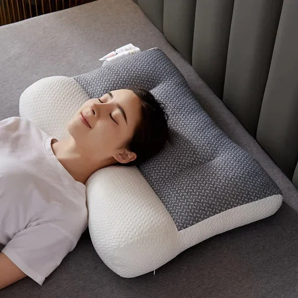 Contoured Neck Pillow with Multi-Zone Design and Ear Cutouts, Machine Washable