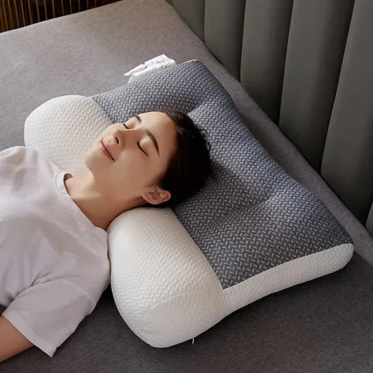 Contoured Neck Pillow with Multi-Zone Design and Ear Cutouts, Machine Washable