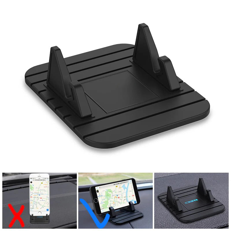 Dashboard Phone Holder with Silicone Grip and Friction Suction Mount