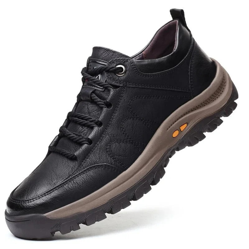 Cowhide Leather Shoes with Three-Arch Structure and Water-Resistant Build