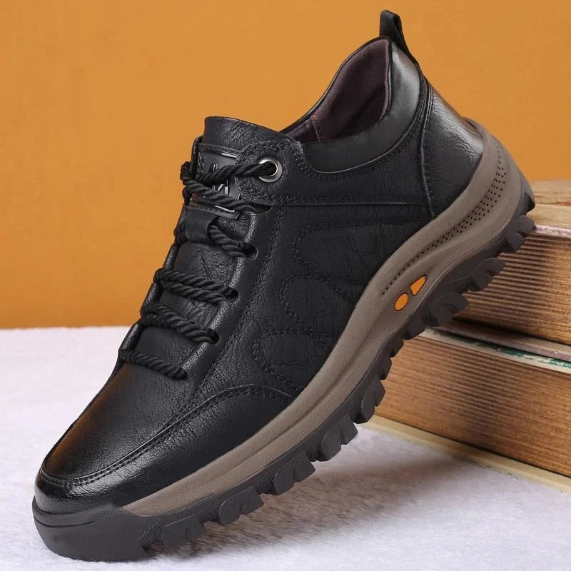 Cowhide Leather Shoes with Three-Arch Structure and Water-Resistant Build