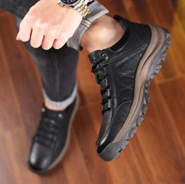 Cowhide Leather Shoes with Three-Arch Structure and Water-Resistant Build